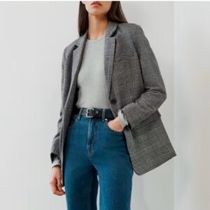 Everlane The Oversized Blazer in Wool NWOT color glen plaid, size 2